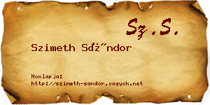 Szimeth Sándor névjegykártya